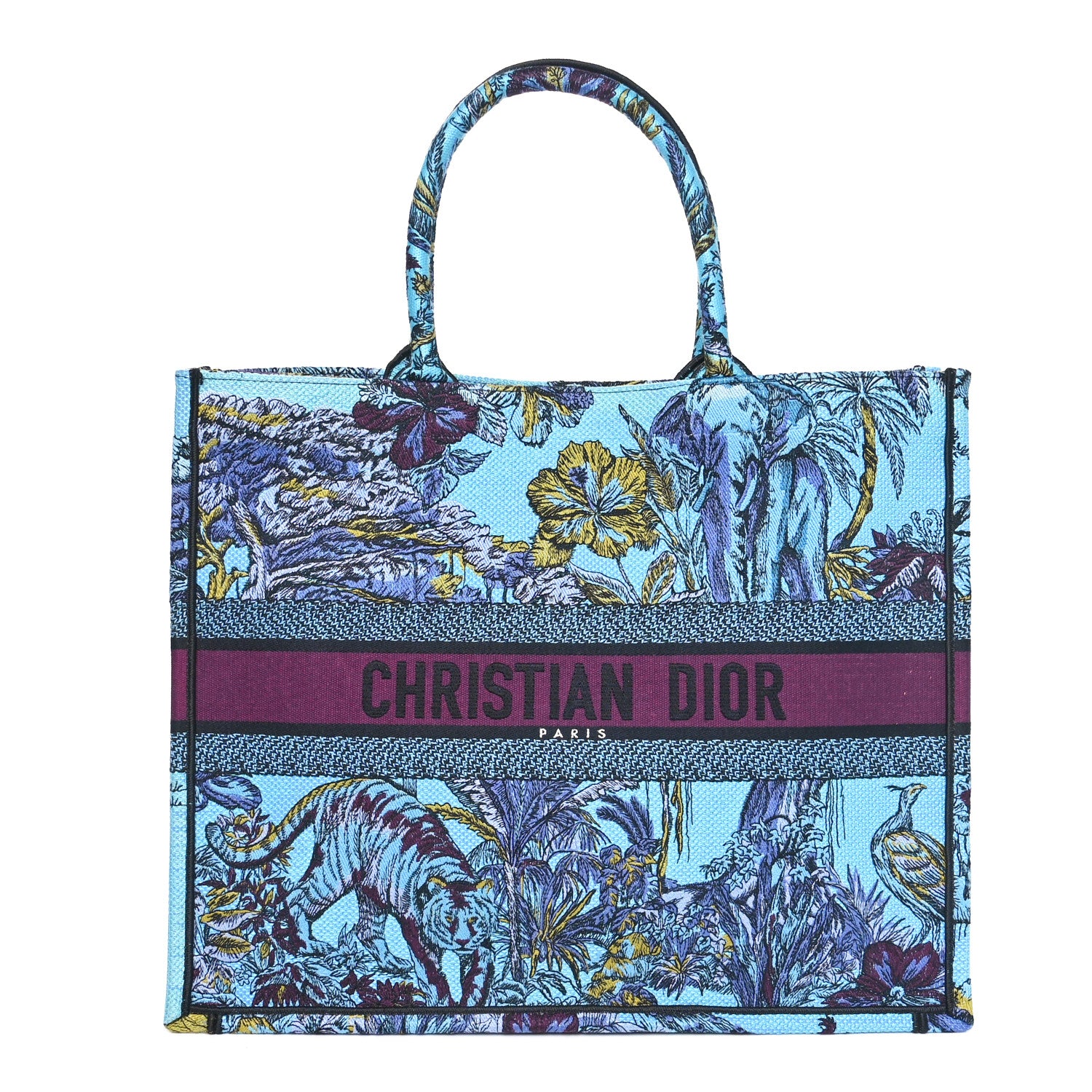 Christian Dior Canvas Embroidered Large Toile de Jouy Voyage Book Tote Celestial Blue 1 of 10