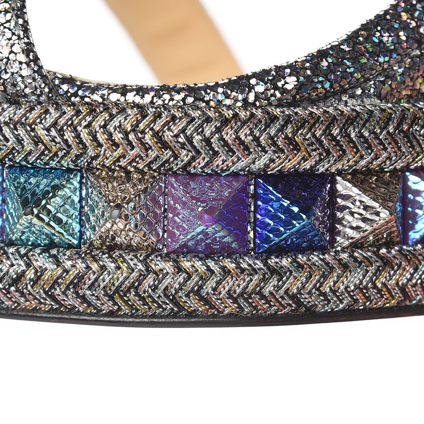 Nappa Mica Pyraclou 110 Wedge Sandals 40 Silver