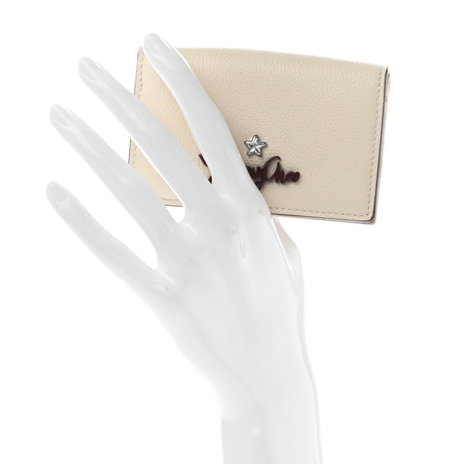 Jimmy Choo Grainy Calfskin Zuri Card Holder Linen 2 of 12