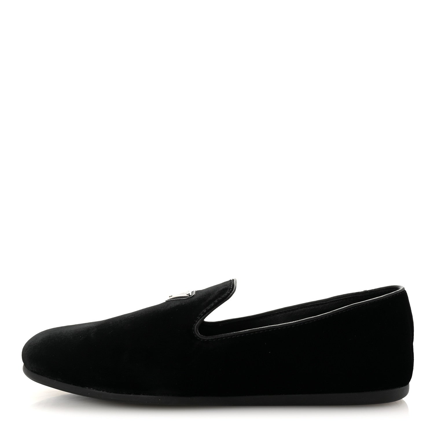 Prada Velvet Mens Slip On Loafers 8 Black 1 of 10