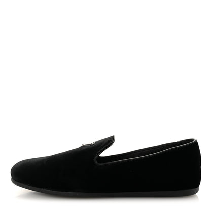 Prada Velvet Mens Slip On Loafers 8 Black 1 of 10