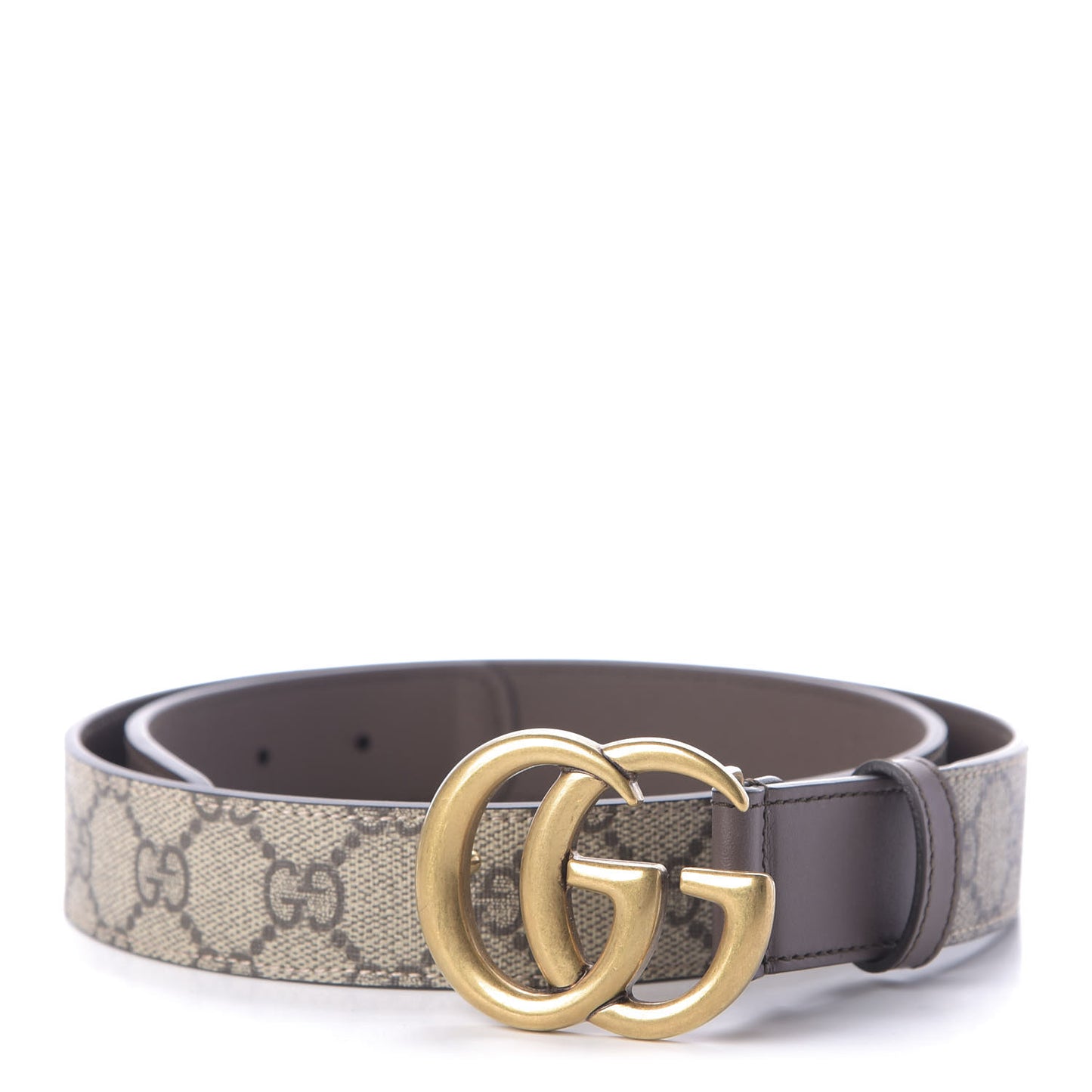 GG Supreme Monogram Matte Plutone Calfskin Double G 30mm Belt 85 34 Beige Ebony New Acero