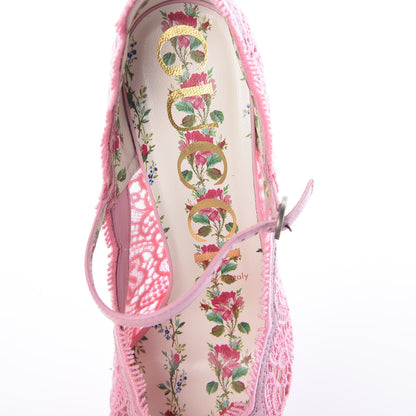 Gucci Lace Pizzo Venice Pumps 37 Sugar Pink 7 of 8