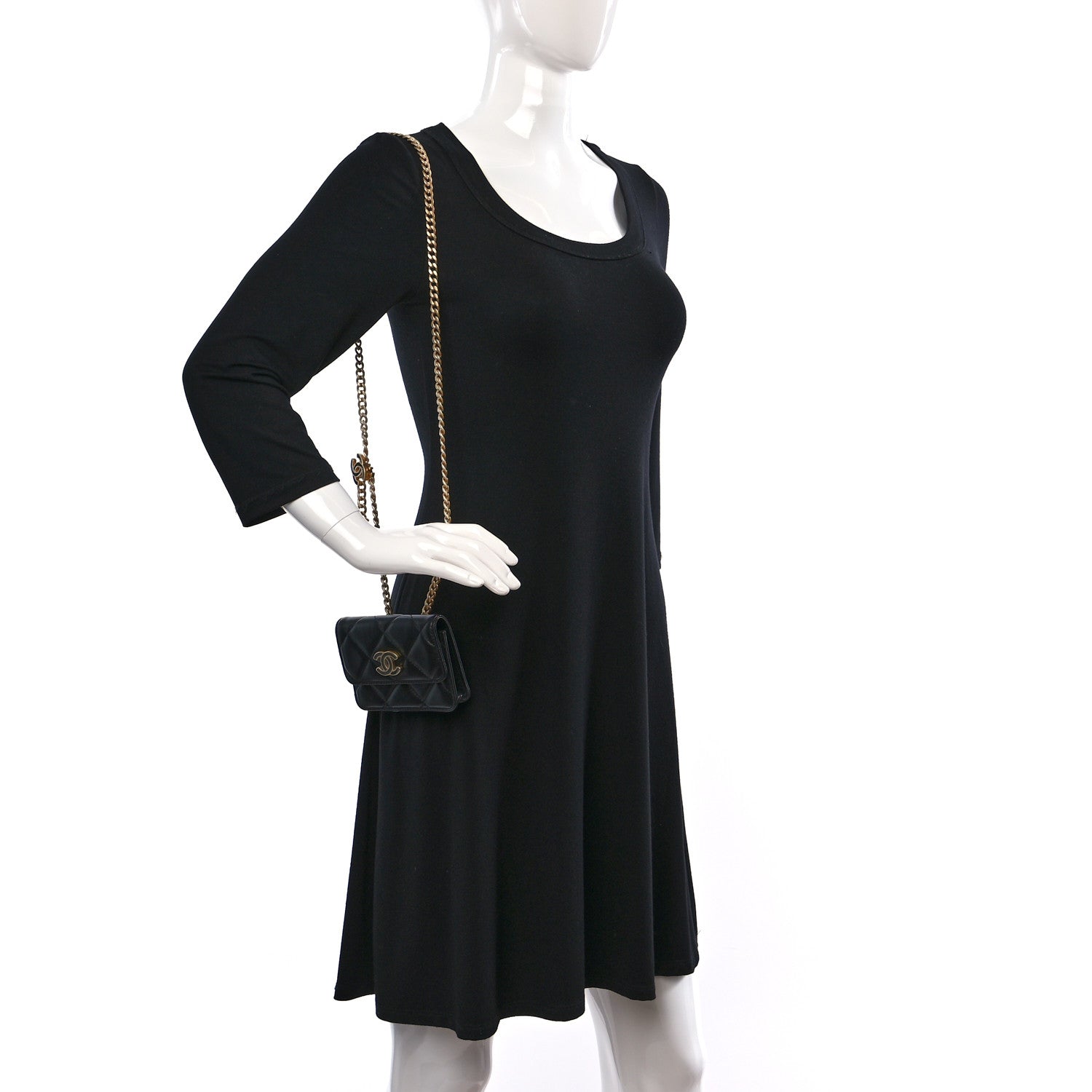 Chanel Lambskin Enamel Quilted Pending CC Flap Belt Bag Black 2 of 13