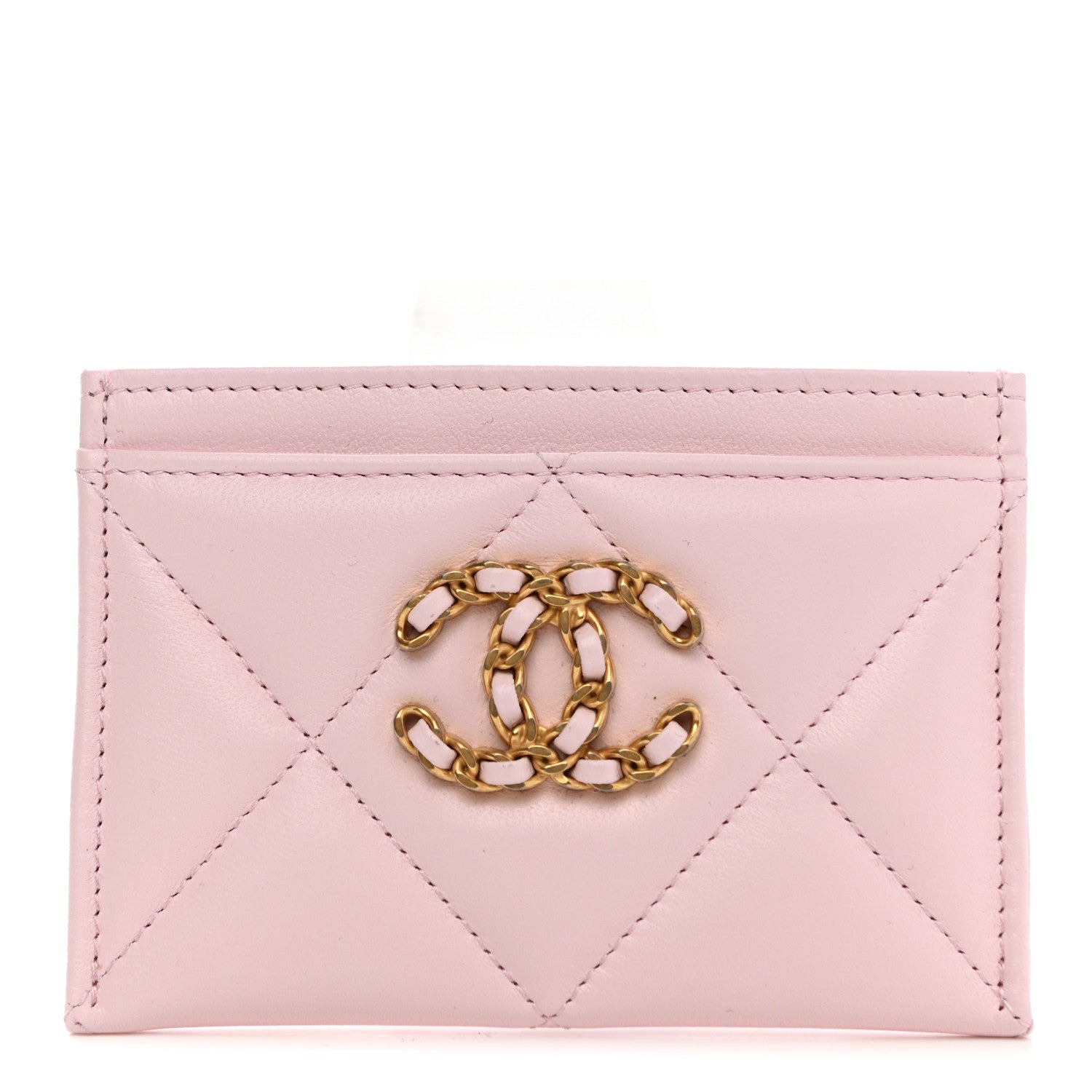 Chanel Lambskin Quilted Chanel 19 Card Holder Light Pink 1 of 8
