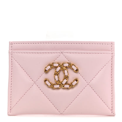 Chanel Lambskin Quilted Chanel 19 Card Holder Light Pink 1 of 8