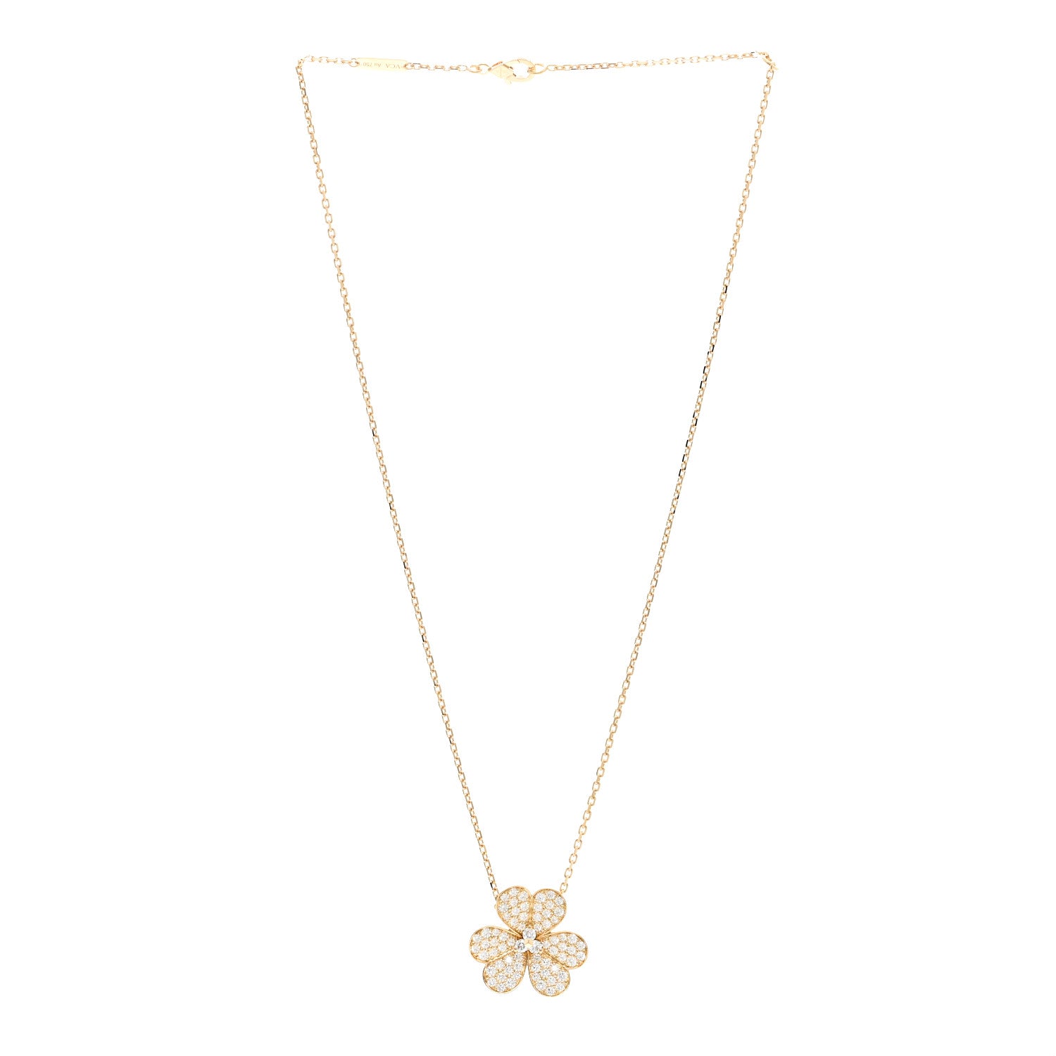 Van Cleef & Arpels 18K Yellow Gold Diamond Large Frivole Pendant Pave Necklace 3 of 6