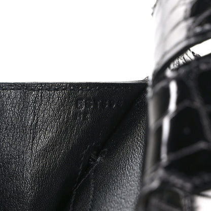 Hermes Shiny Porosus Crocodile Birkin Sellier 35 Black 7 of 16