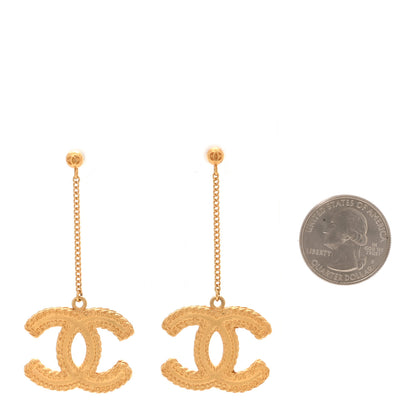 Chanel CC Drop Earrings Matte Gold 2 of 5