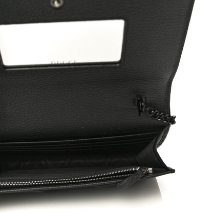 Gucci Dollar Calfskin Enamel Monochrome Mini GG Marmont Chain Wallet Black 4 of 9