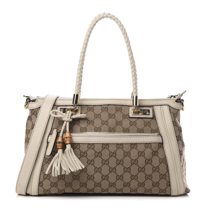Gucci Monogram GG Canvas Small Bella Top Handle Bag Off White 1 of 18
