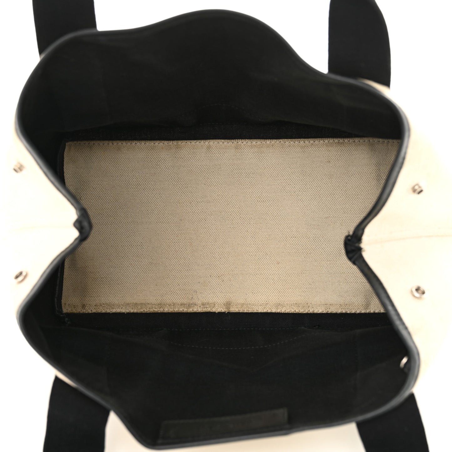 Cotton Canvas Satin Calfskin S Navy Cabas Natural Black