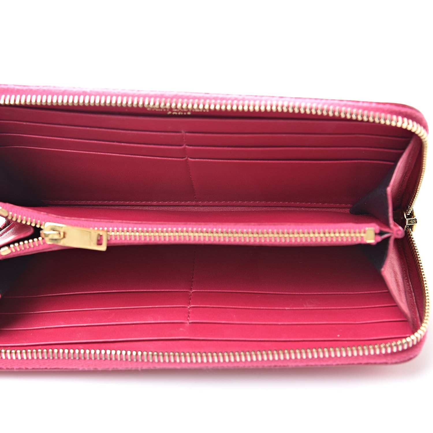 Saint Laurent Patent Grain De Poudre Classic Letters Zip Around Wallet Bubblegum 5 of 14