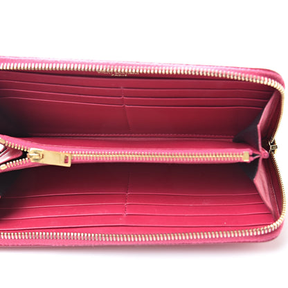 Saint Laurent Patent Grain De Poudre Classic Letters Zip Around Wallet Bubblegum 5 of 14