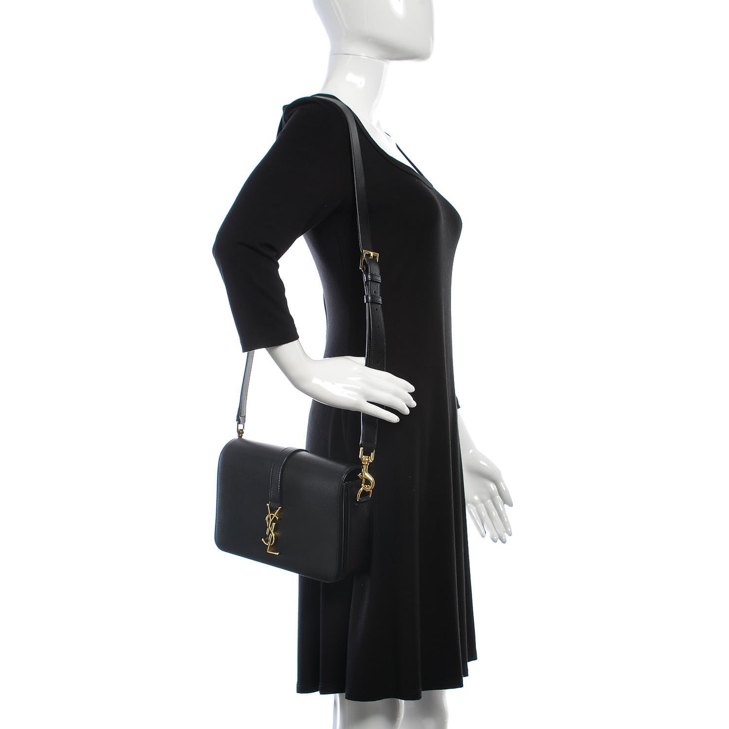 Textured Calfskin Medium Classic Monogram Universite Bag Black