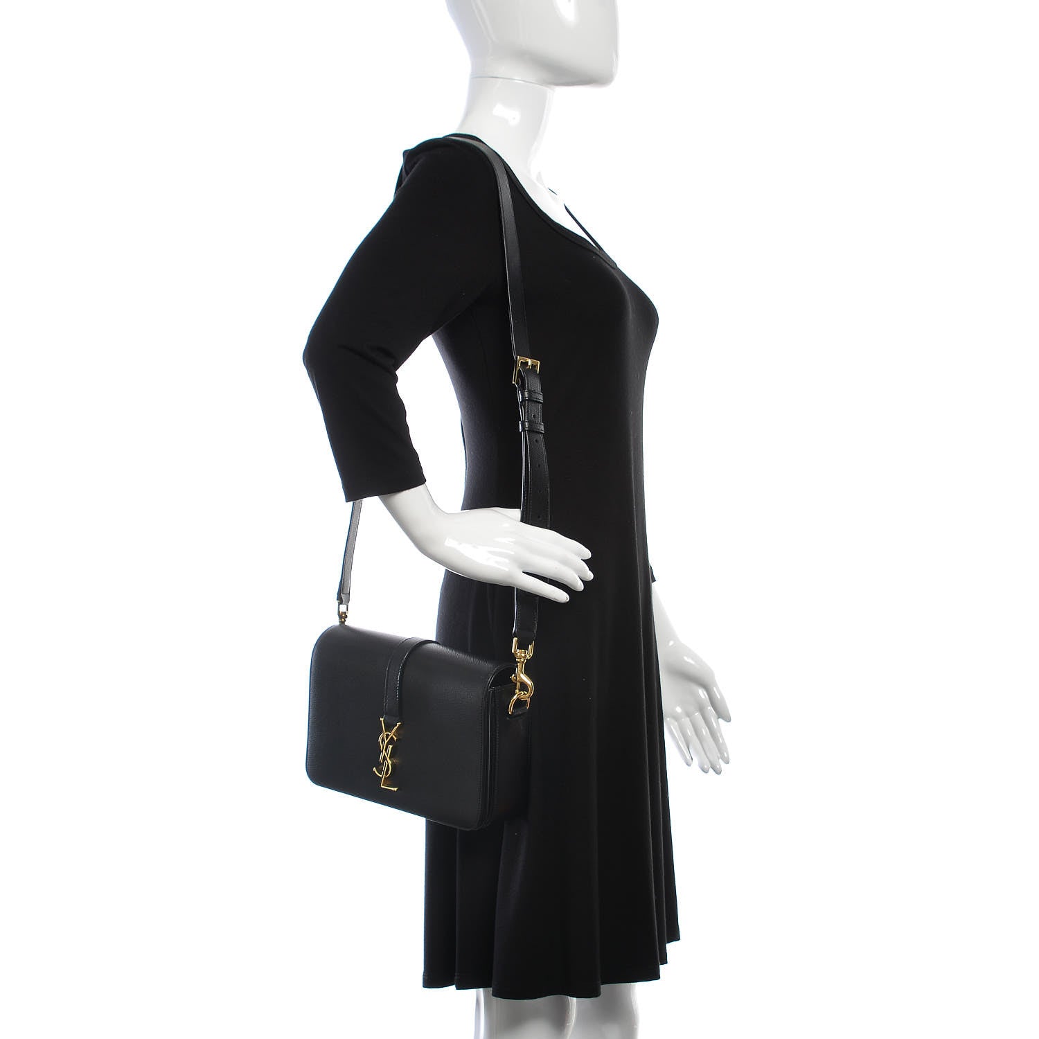 Saint Laurent Textured Calfskin Medium Classic Monogram Universite Bag Black 2 of 12