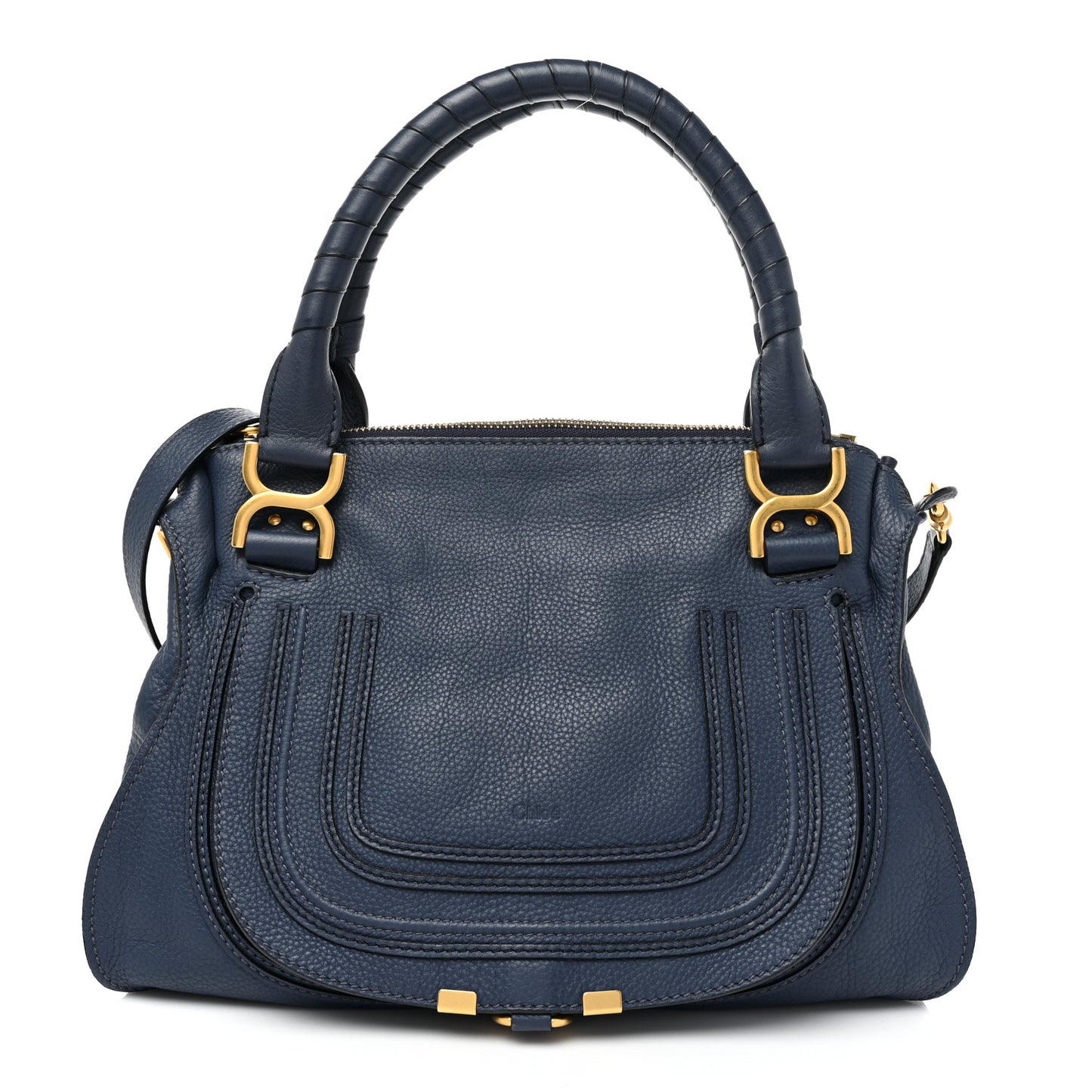 Calfskin Medium Marcie Satchel Royal Navy