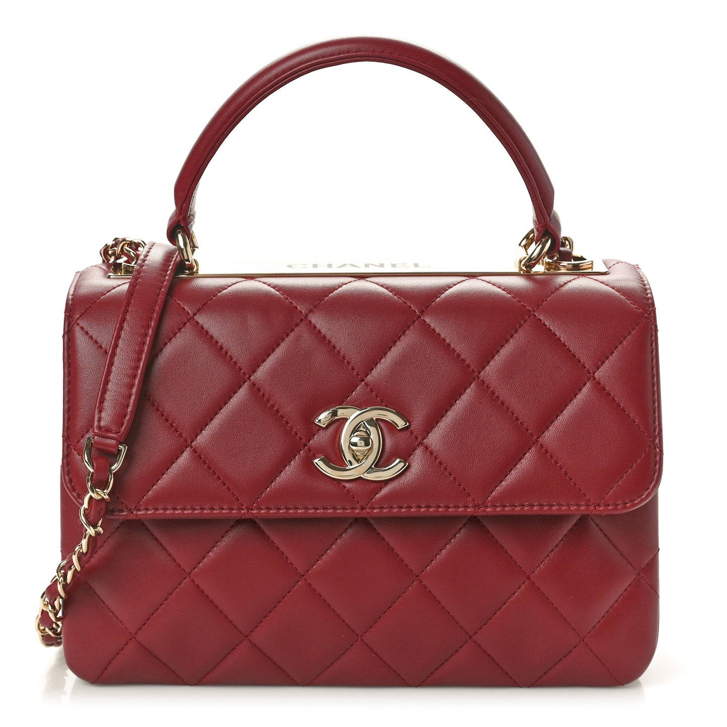 Lambskin Quilted Small Trendy CC Flap Dual Handle Bag Red