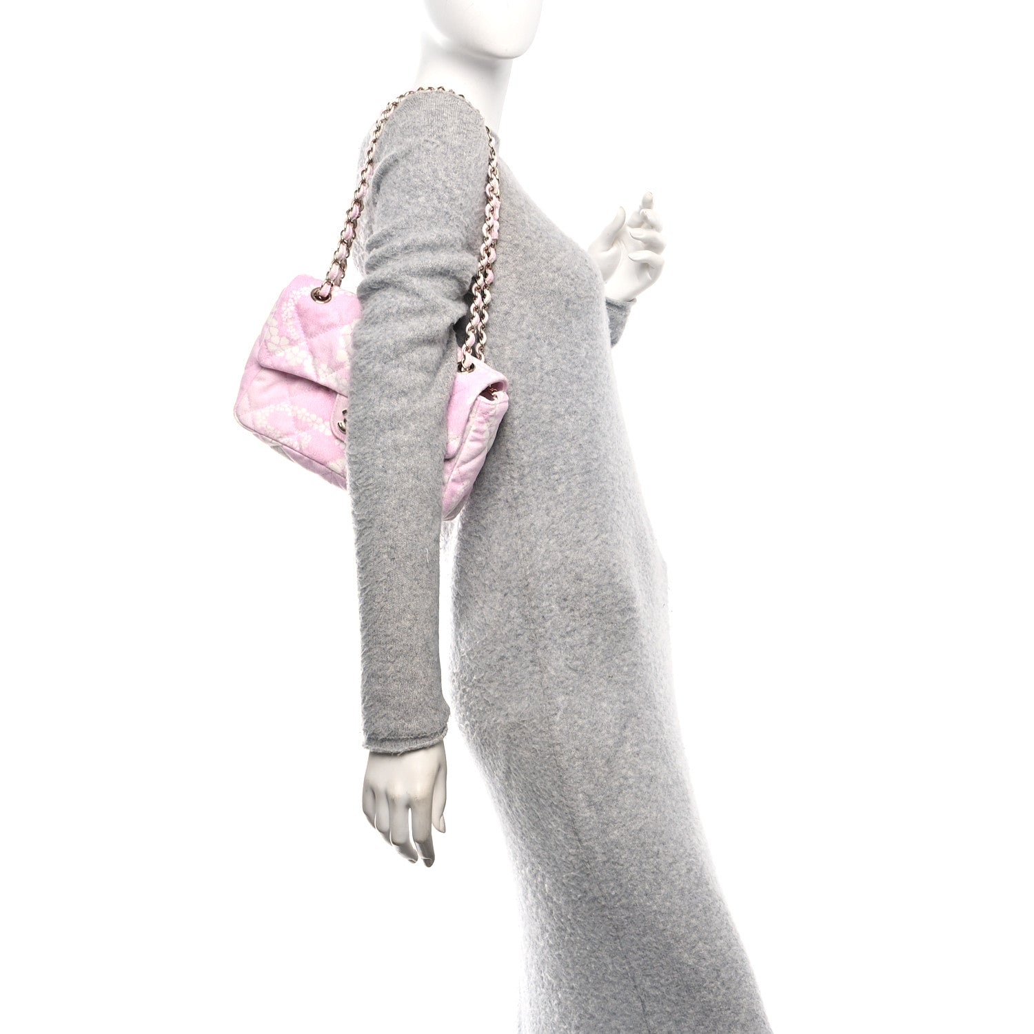 Chanel Printed Denim Quilted Flap Bag Pink White 1814896