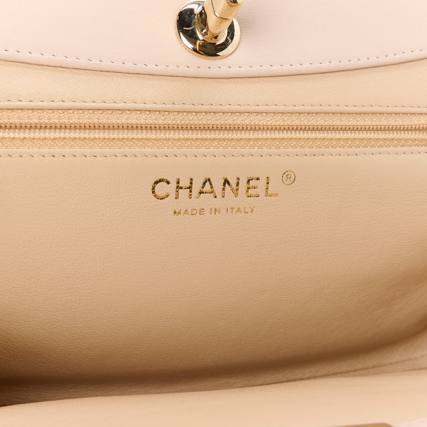 Lambskin Quilted Clutch Beige