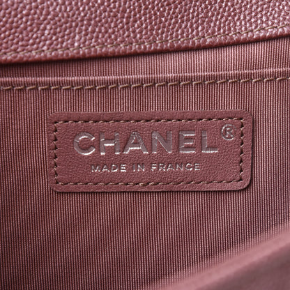 Chanel Metallic Caviar Chevron Quilted Medium Boy Flap Dark Pink 6 of 11
