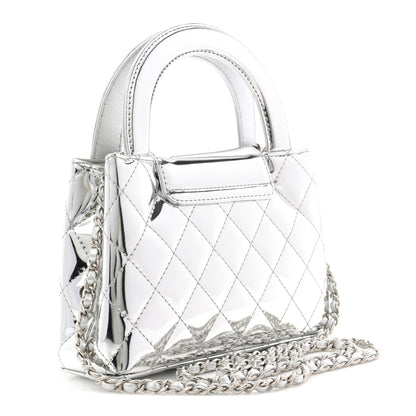Chanel Mirror Calfskin Metallic Calfskin Quilted Nano Kelly Shopper Silvery 3 of 11