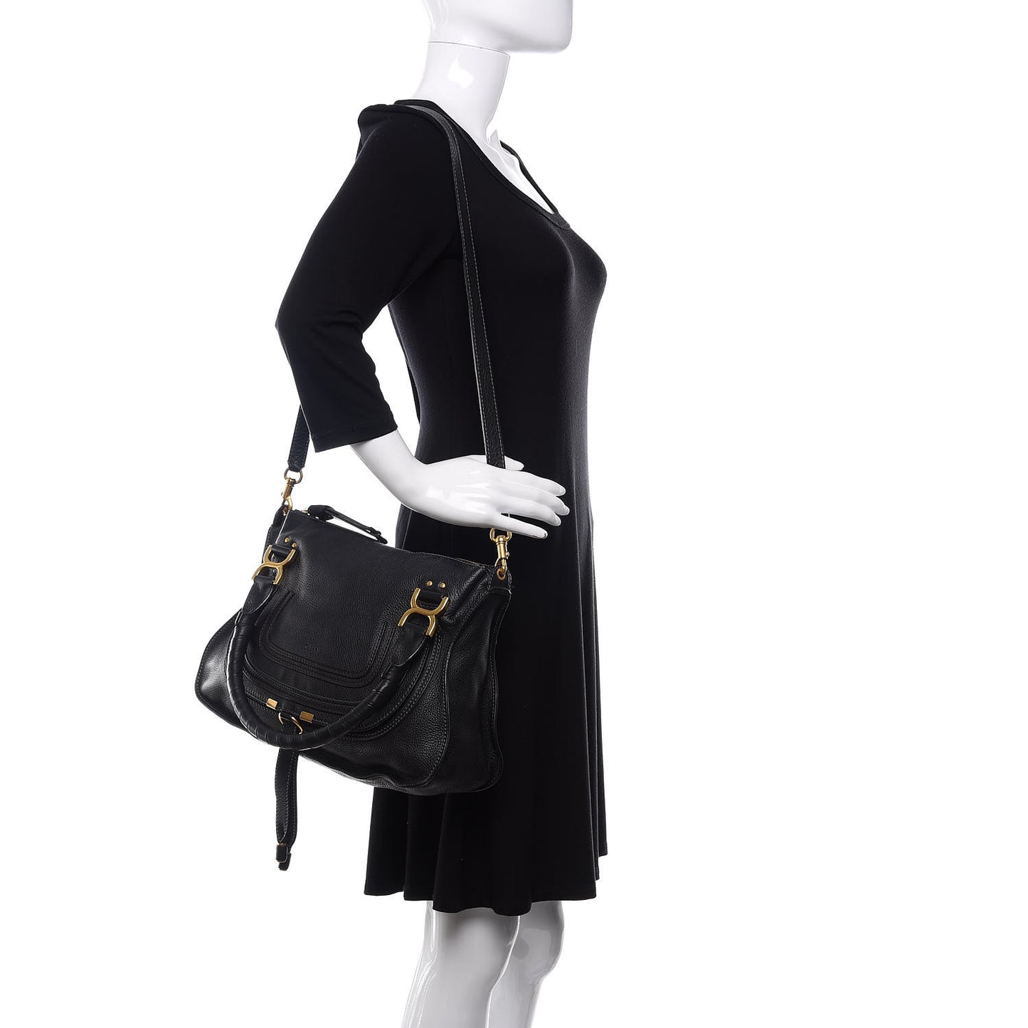 Calfskin Medium Marcie Satchel Black