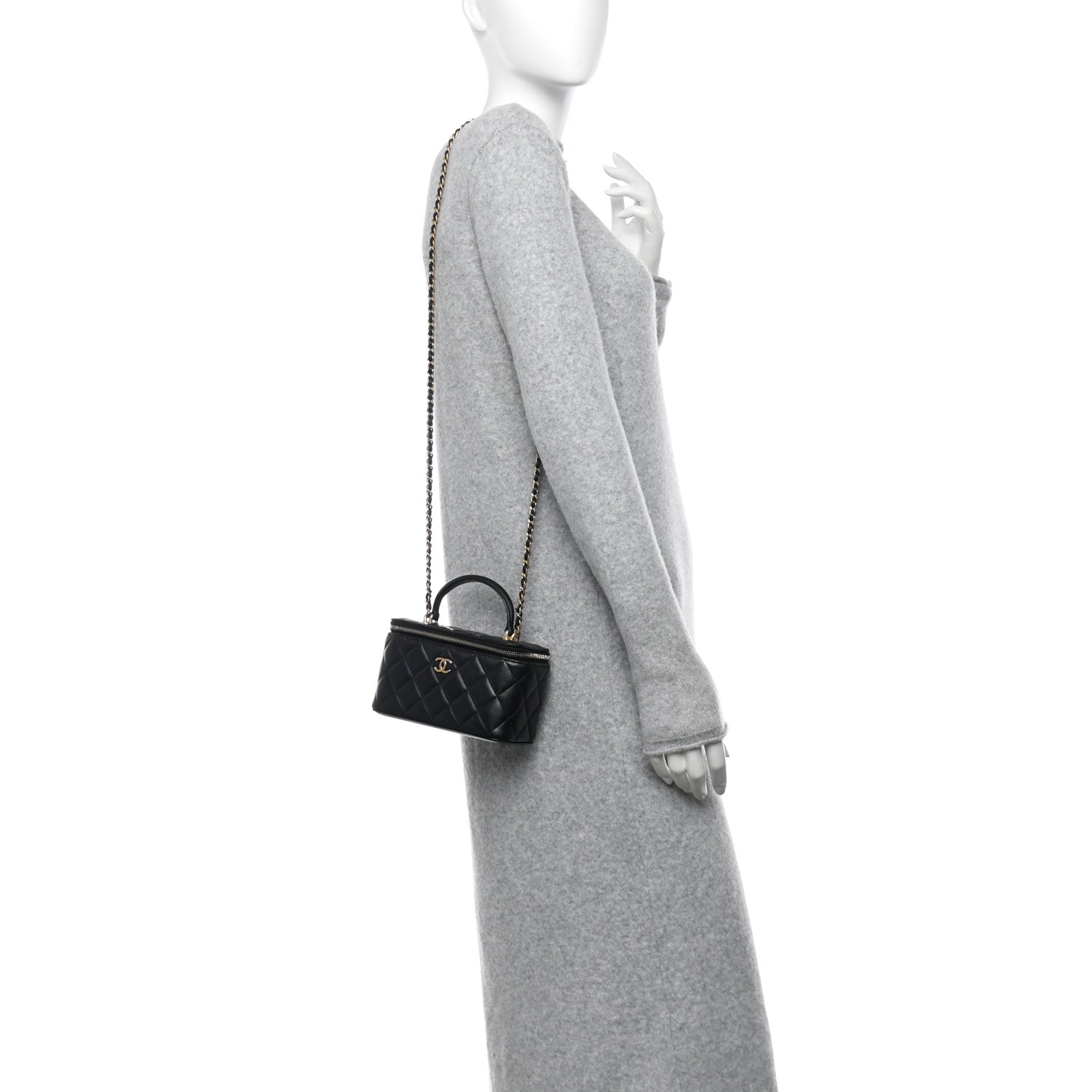 Chanel Lambskin Quilted Small Top Handle Vanity Case With Chain Black 2 of 10