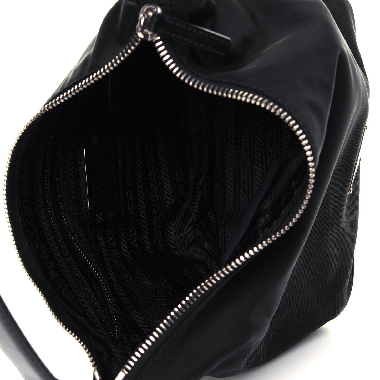 Tessuto Nylon Calfskin Hobo Black