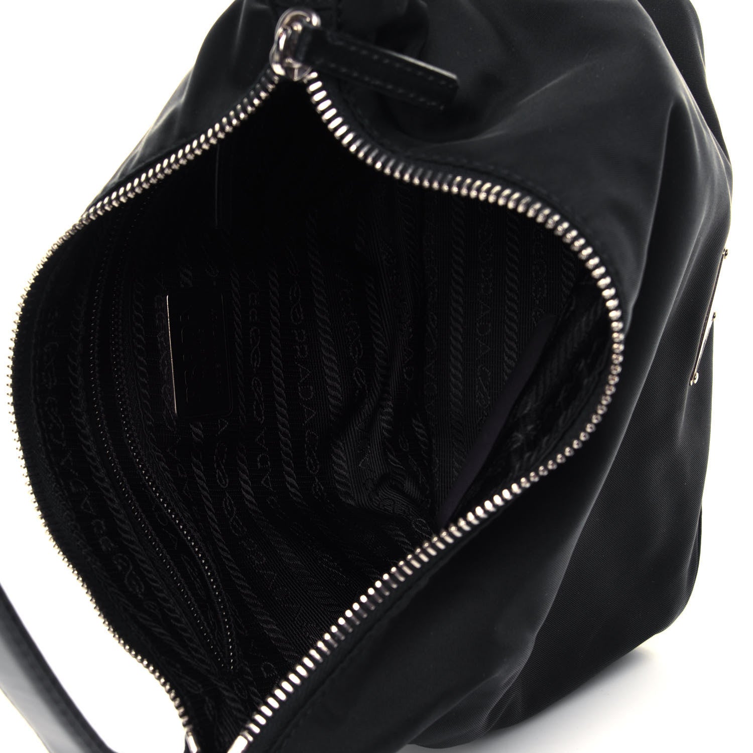 Prada Tessuto Nylon Calfskin Hobo Black 4 of 4