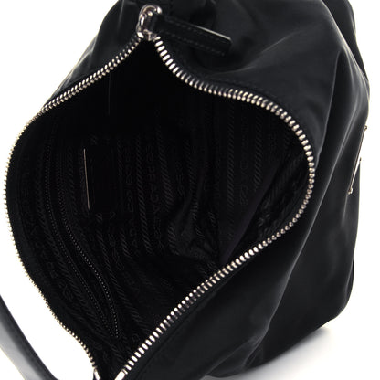 Prada Tessuto Nylon Calfskin Hobo Black 4 of 4