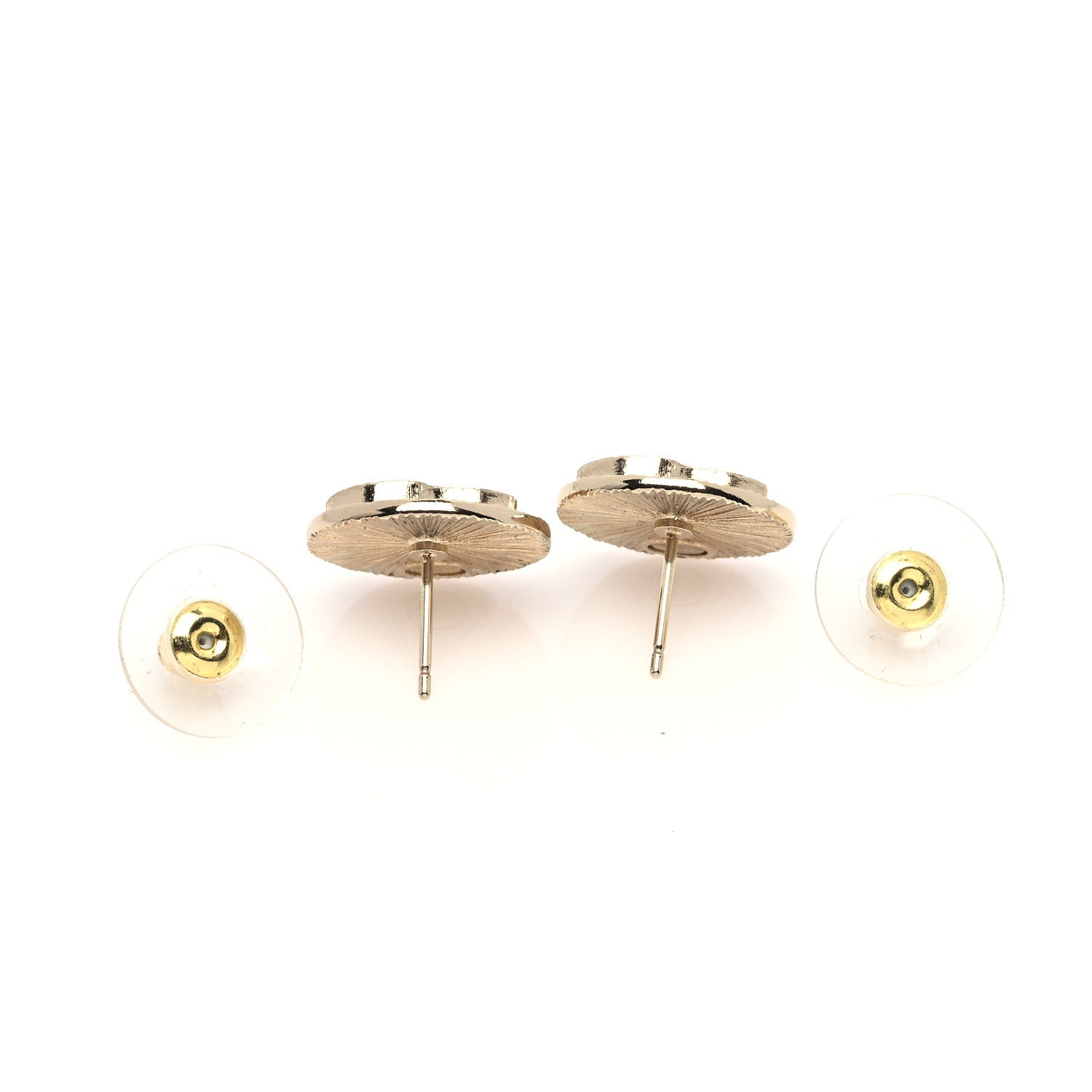 Chanel Crystal CC Round Medallion Earrings Light Gold 4 of 6