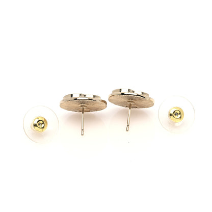 Chanel Crystal CC Round Medallion Earrings Light Gold 4 of 6