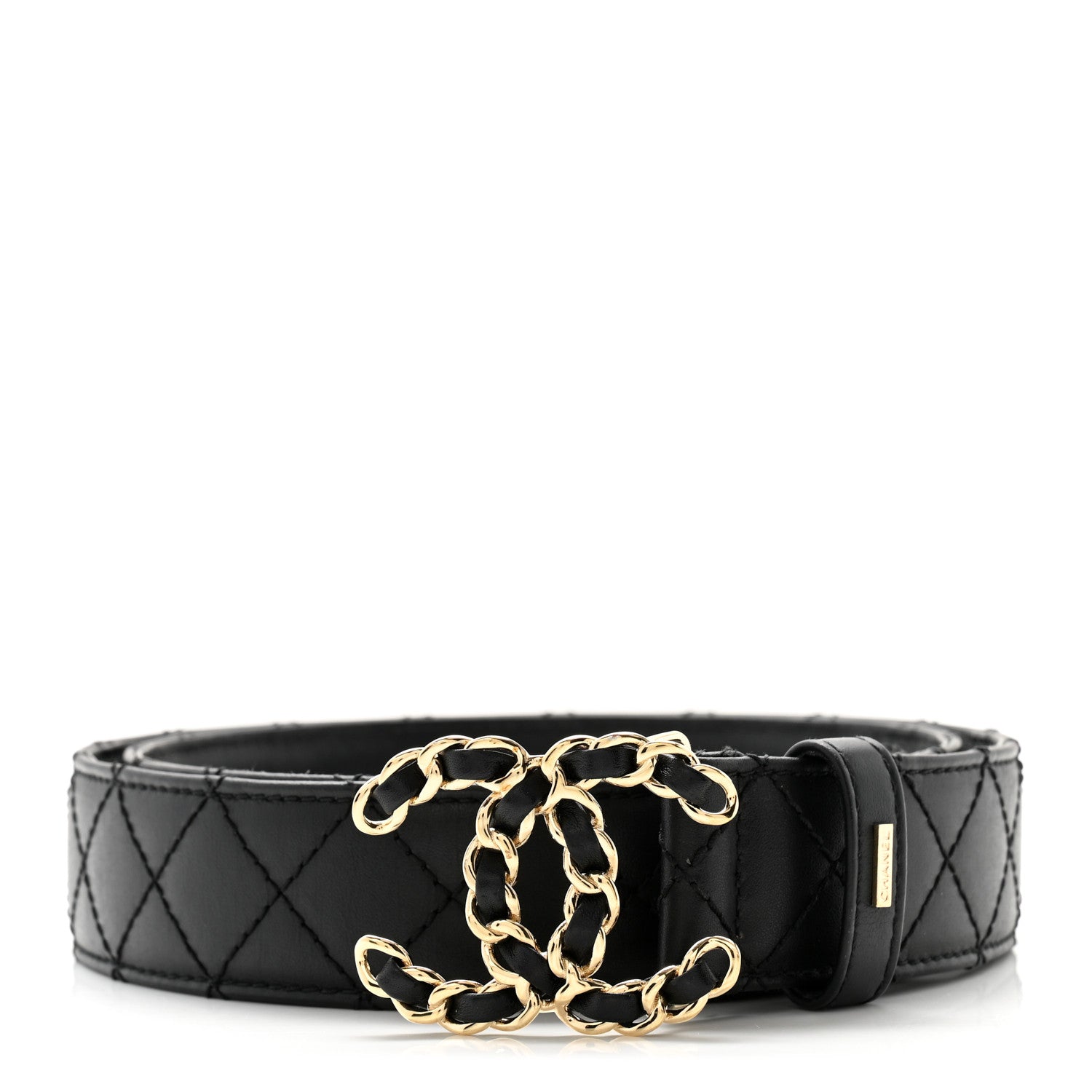 Chanel Calfskin Quilted CC Chain Belt 85 34 Black 1 of 10