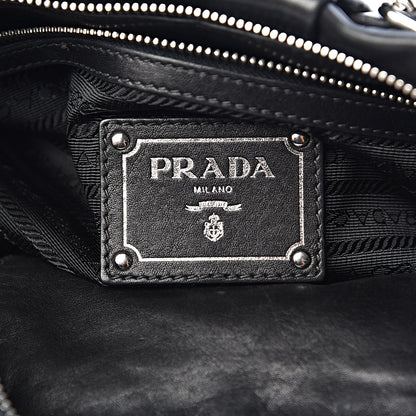 Prada Soft Calfskin Pleated Hobo Black 6 of 16