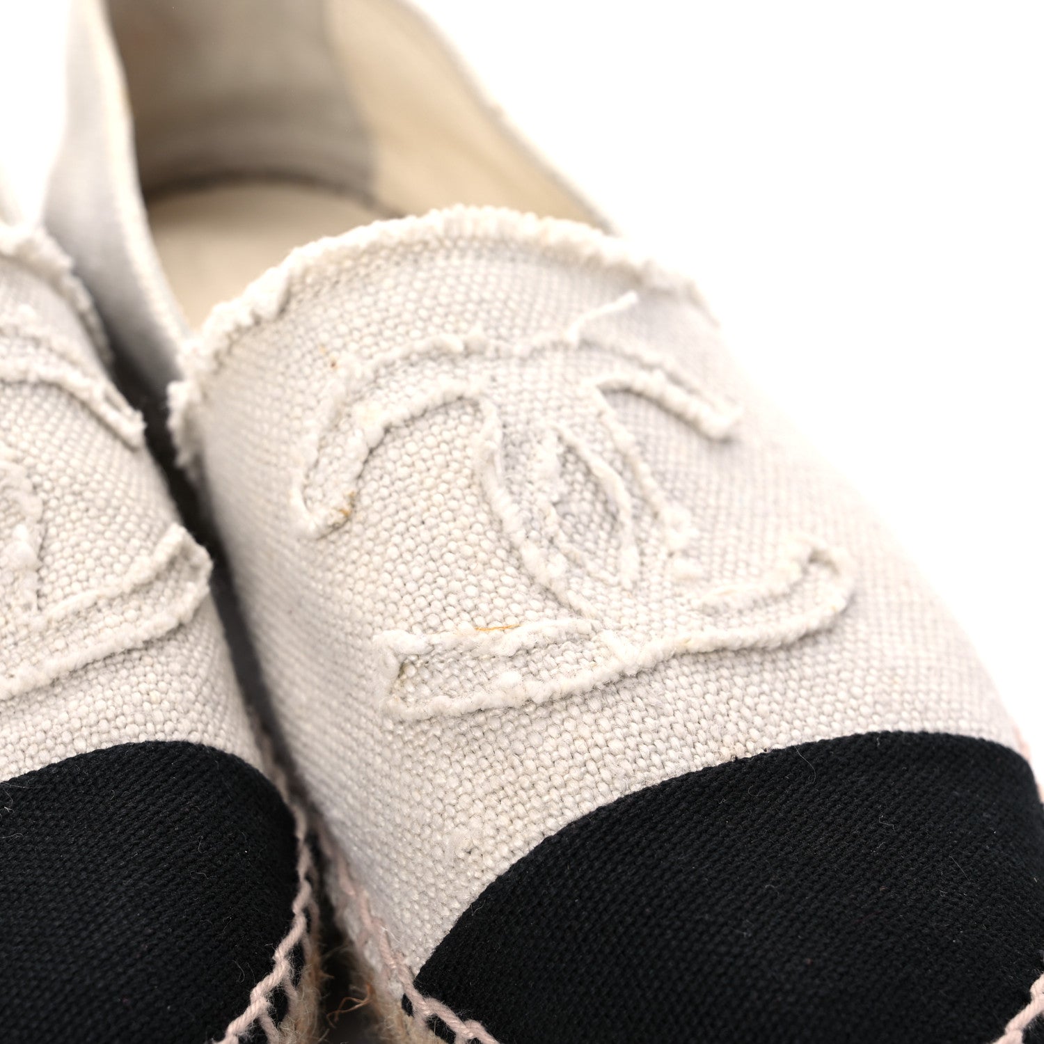 Chanel Linen CC Espadrilles 36 Beige Black 11 of 12