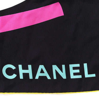 Chanel Silk CC Square Scarf Black Pink Yellow 4 of 6