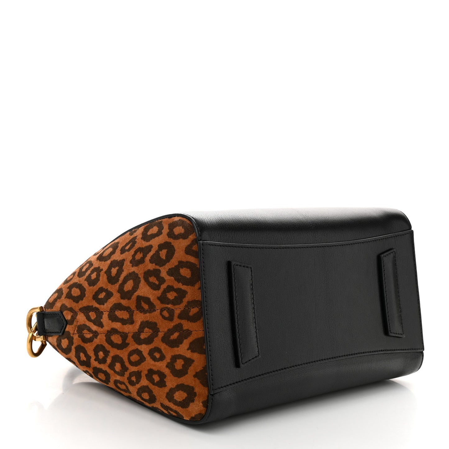 Calfskin Suede Leopard Print Small Antigona Black