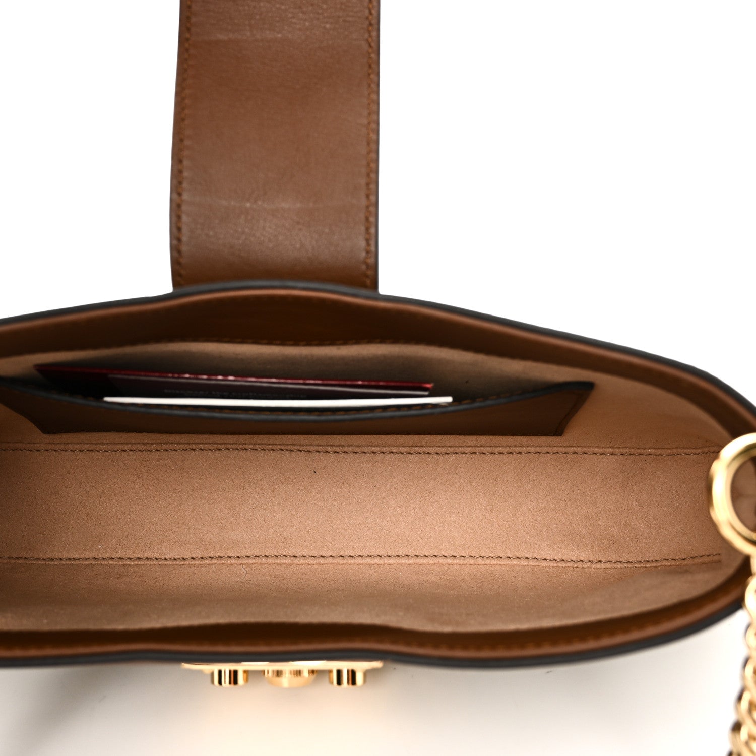 Gucci GG Supreme Monogram Calfskin Small Padlock Chain Shoulder Bag Beige Ebony Brown Sugar 5 of 10