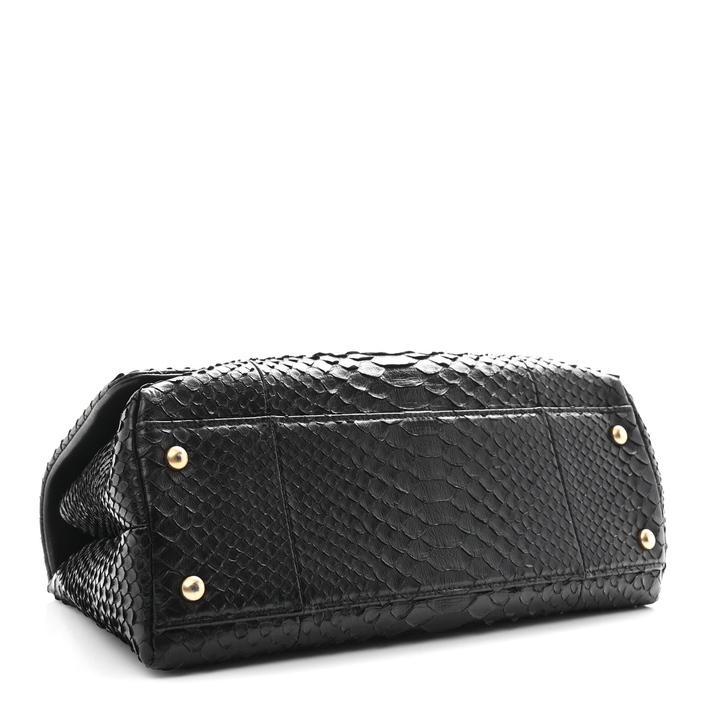 Snakeskin Small Coco Handle Flap Black