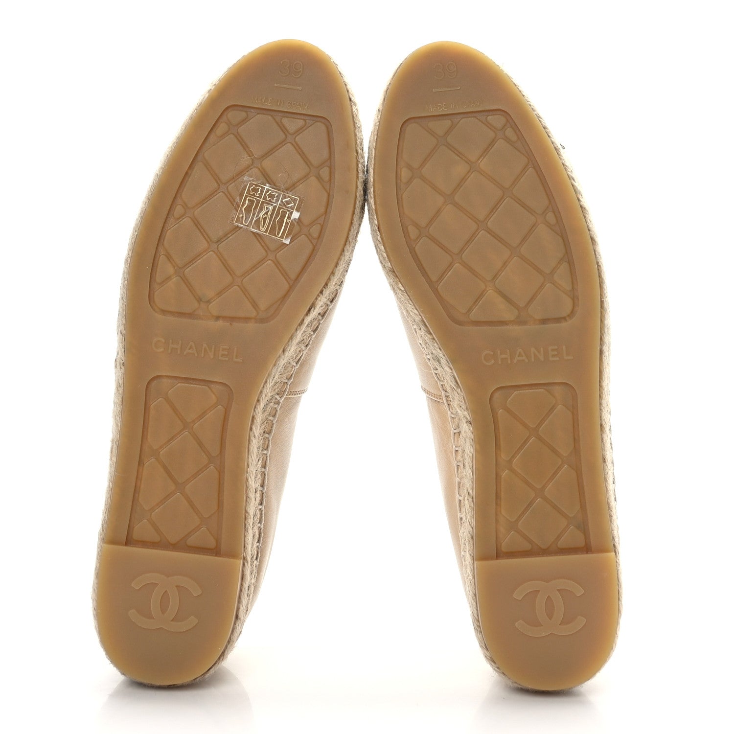 Chanel Lambskin CC Espadrilles 39 Beige Black 5 of 7