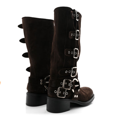 Miu Miu Suede Harness Boots 38 Dark Brown 5 of 9