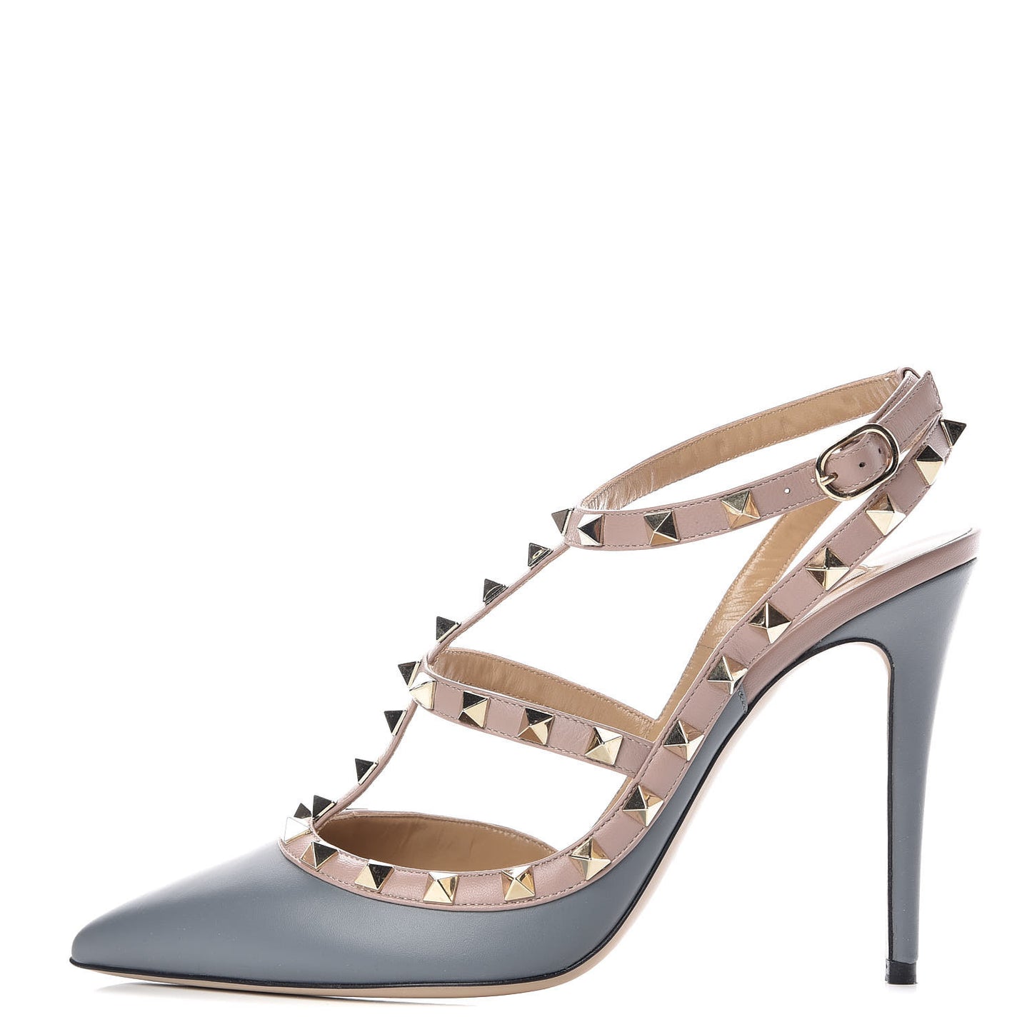Nappa Rockstud Ankle Strap 100mm Pumps 40 Light Stone Poudre