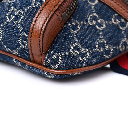 Gucci New Denim GG Monogram Dollar Calfskin Web Retro Interlocking G Belt Bag Blue Tea Cuir Epilog 9 of 10