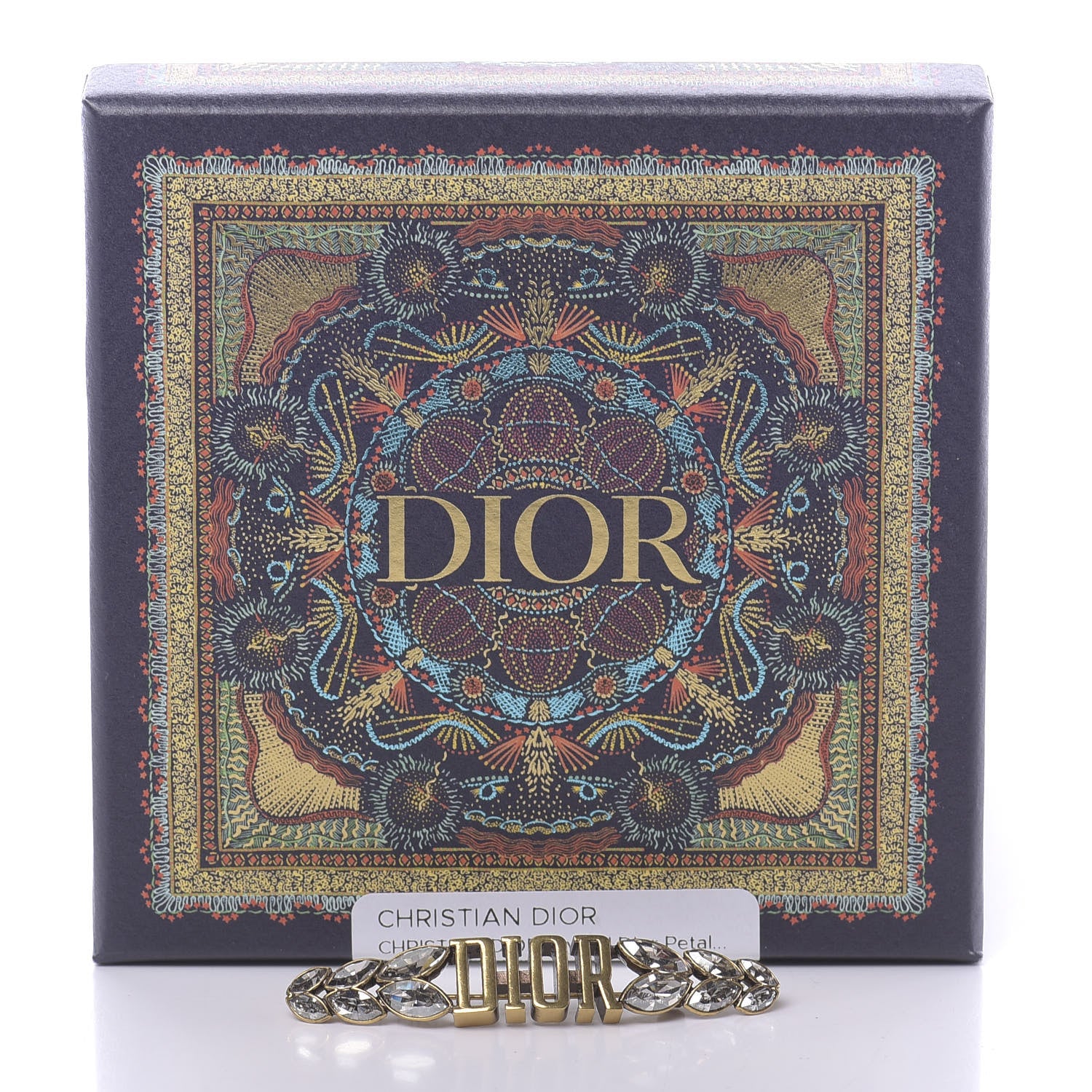 Christian Dior Crystal Dior Petal Brooch Gold 4 of 4