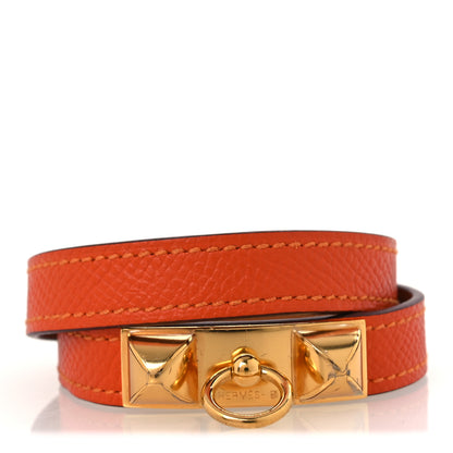 Hermes Epsom Rivale Double Tour Bracelet S Orange 1 of 8