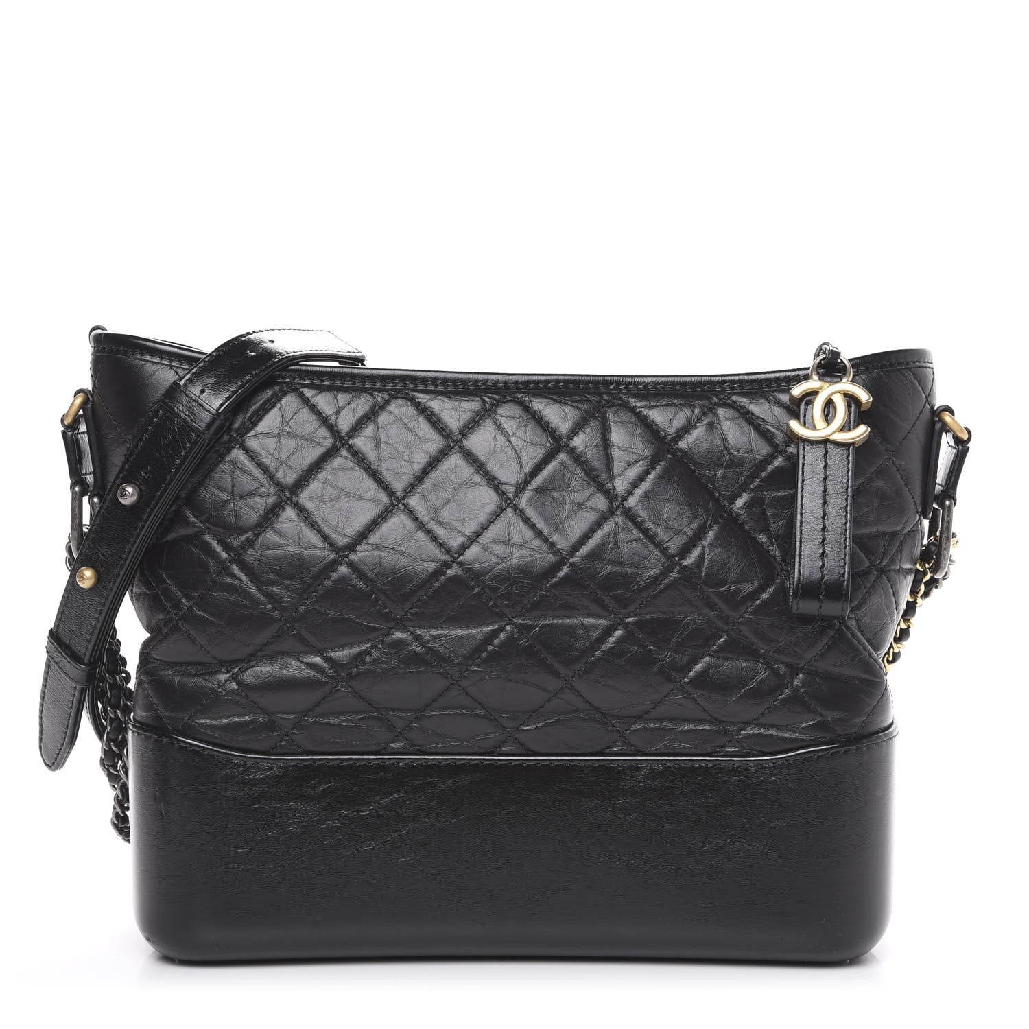 Chanel Aged Calfskin Quilted Medium Gabrielle Hobo Black 1 of 9