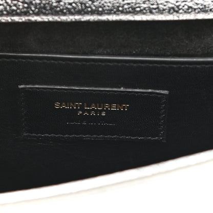 Saint Laurent Textured Metallic Calfskin Classic Monogram Cassandre Clutch Silver 11 of 13