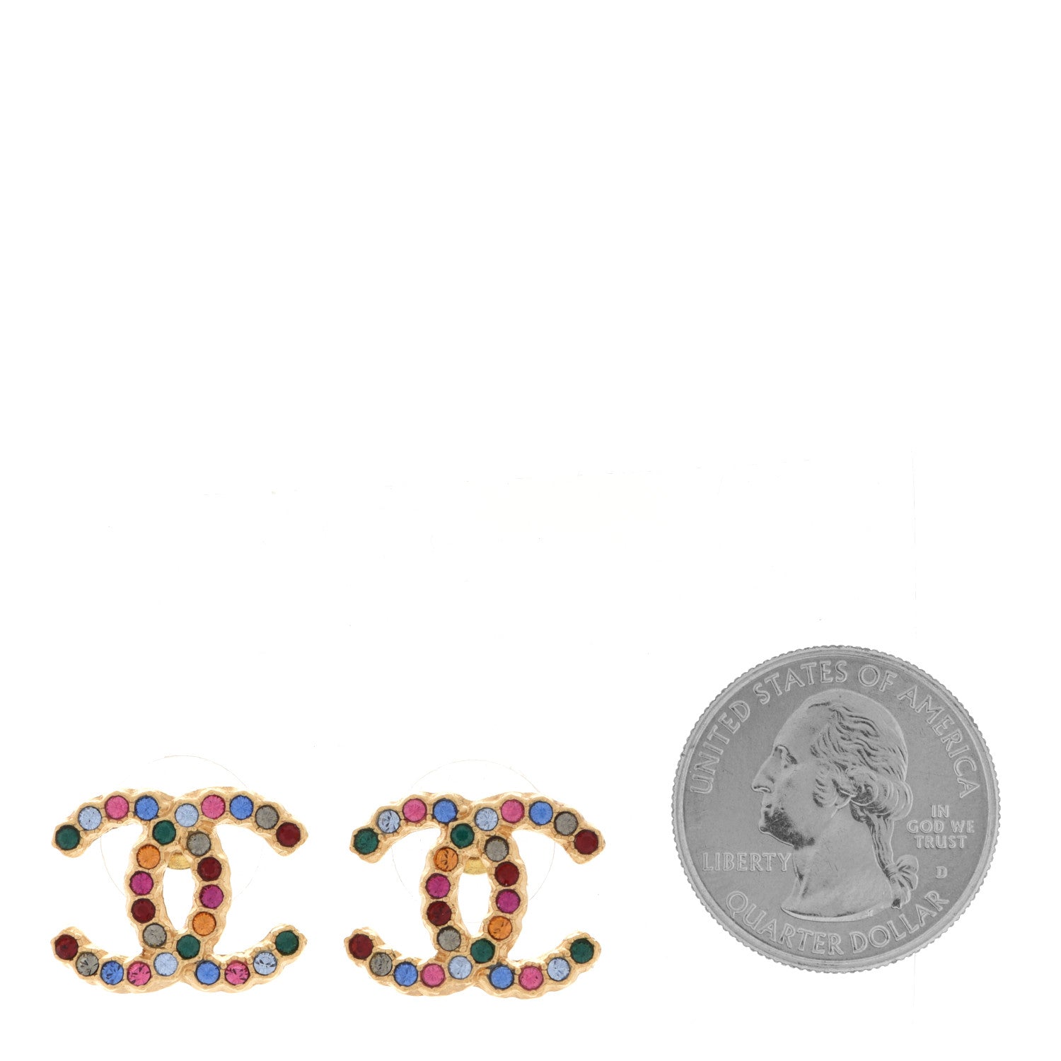 Chanel Crystal Over The Rainbow CC Earrings Gold Multicolor 2 of 4
