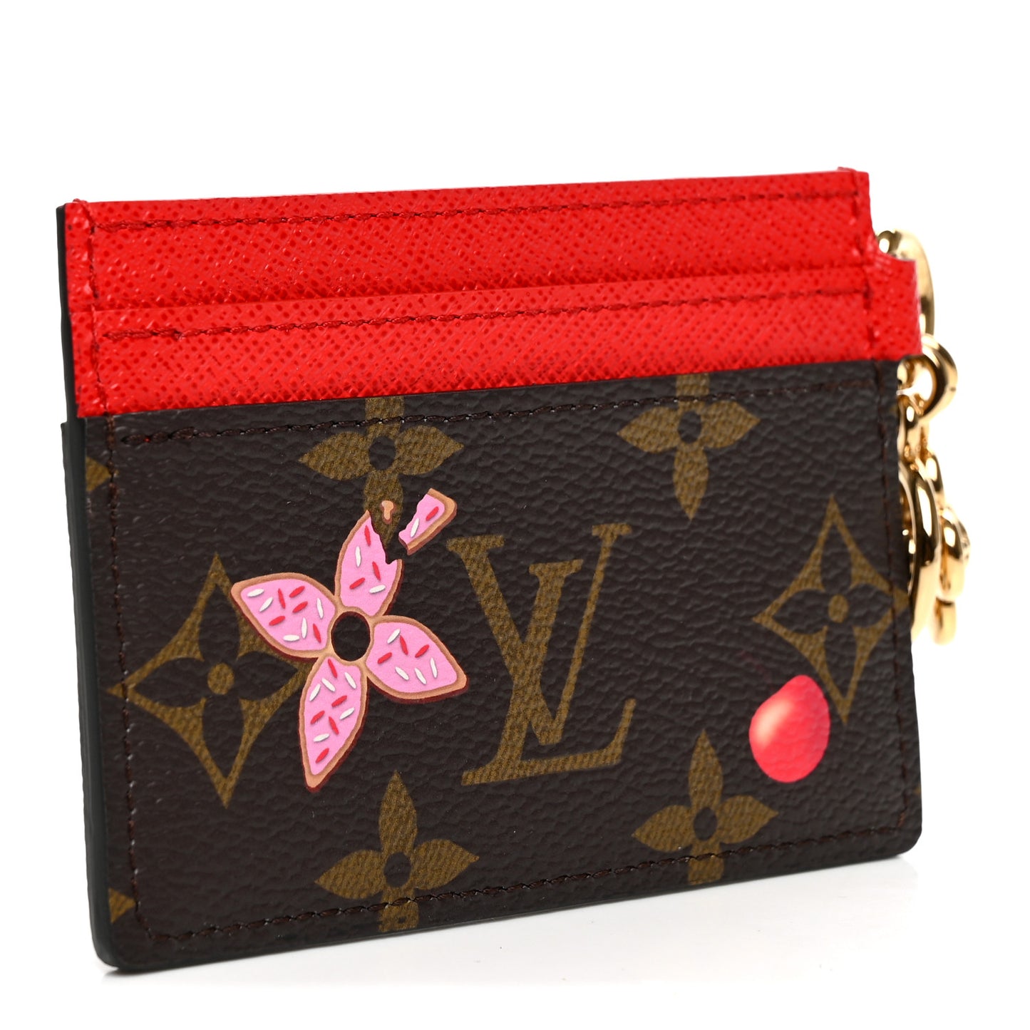 Monogram LV Charms 2024 Christmas Animation Candy Factory Card Holder Candy Red